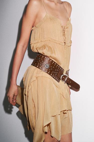 LEATHER BELT WITH FLORAL DETAIL - Brown by Zara - Image 2