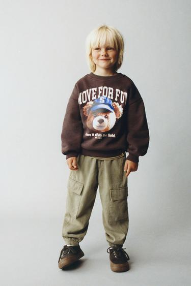 SWEAT À IMPRIMÉ OURS - Marron foncé de Zara - Image 5