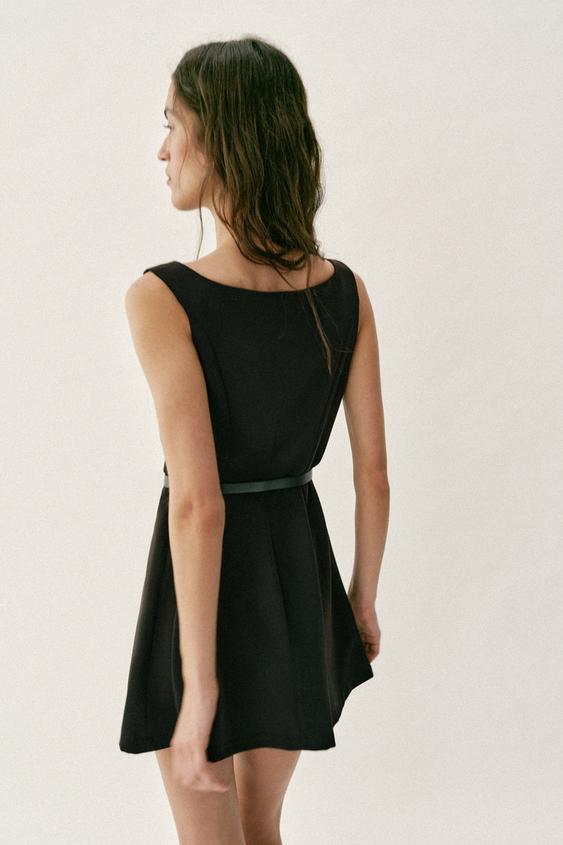 belted mini dress zara Zara - Belted Mini Dress - Black - S