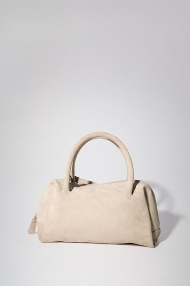 SPLIT SUEDE BOWLING BAG - Ecru by Zara