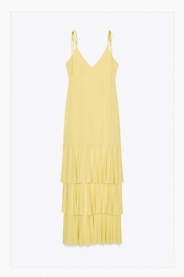 MIDI DRESS WITH RUFFLES - Yellow by Zara
