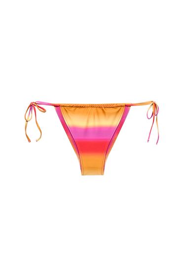 SLIP BIKINI STAMPA A RIGHE CON LACCI - Rosa di Zara