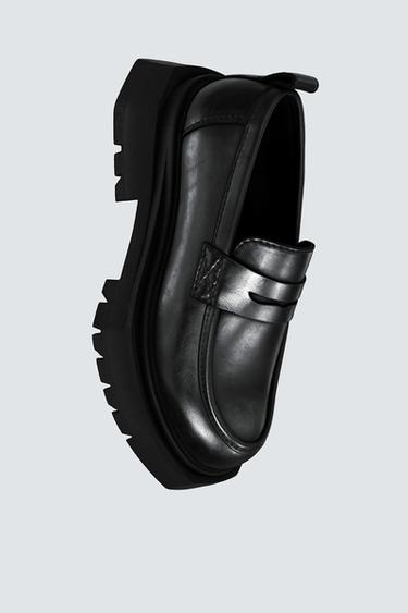 Zara 寬絆帶樂福鞋 - 黑色 - 圖片 0