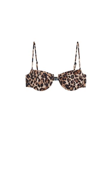 ANIMAL PRINT BIKINI TOP WITH UNDERWIRE - Leopard by Zara - Image 0