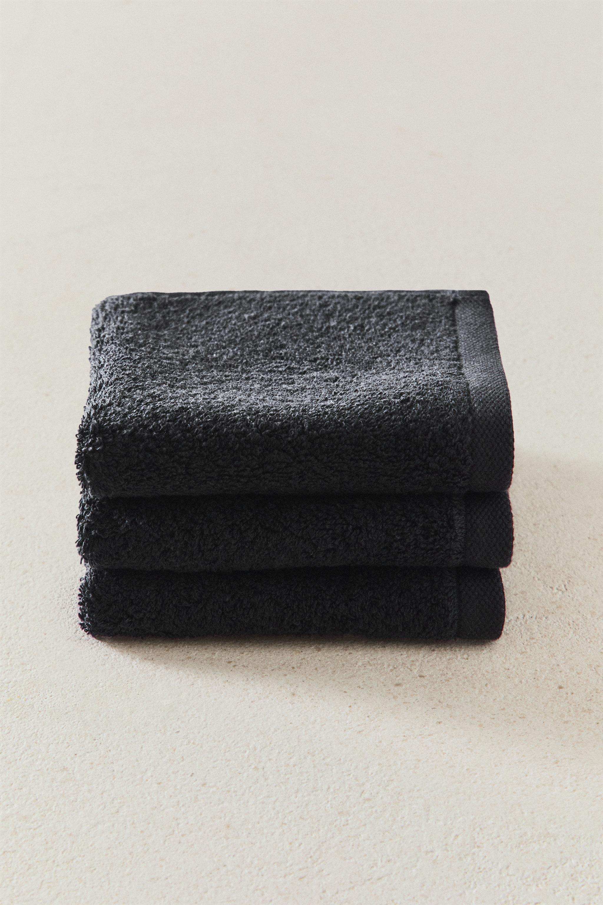 PREMIUM COTTON HAND TOWELS (PACK OF 3) — Black