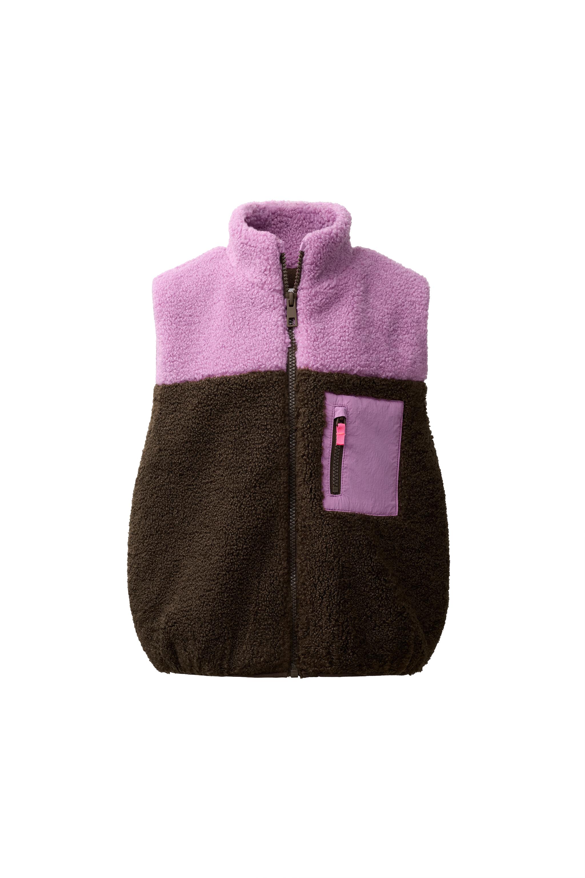 COLORBLOCK FAUX SHEARLING VEST - Brown | ZARA United States