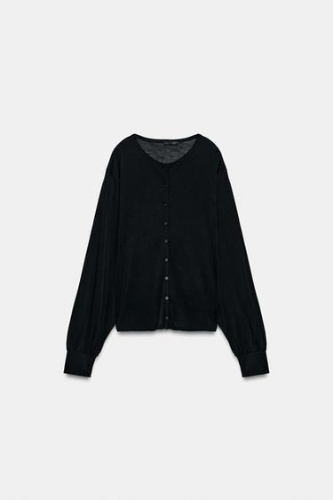 GIACCA FLUIDA CON BOTTONI - Nero di Zara