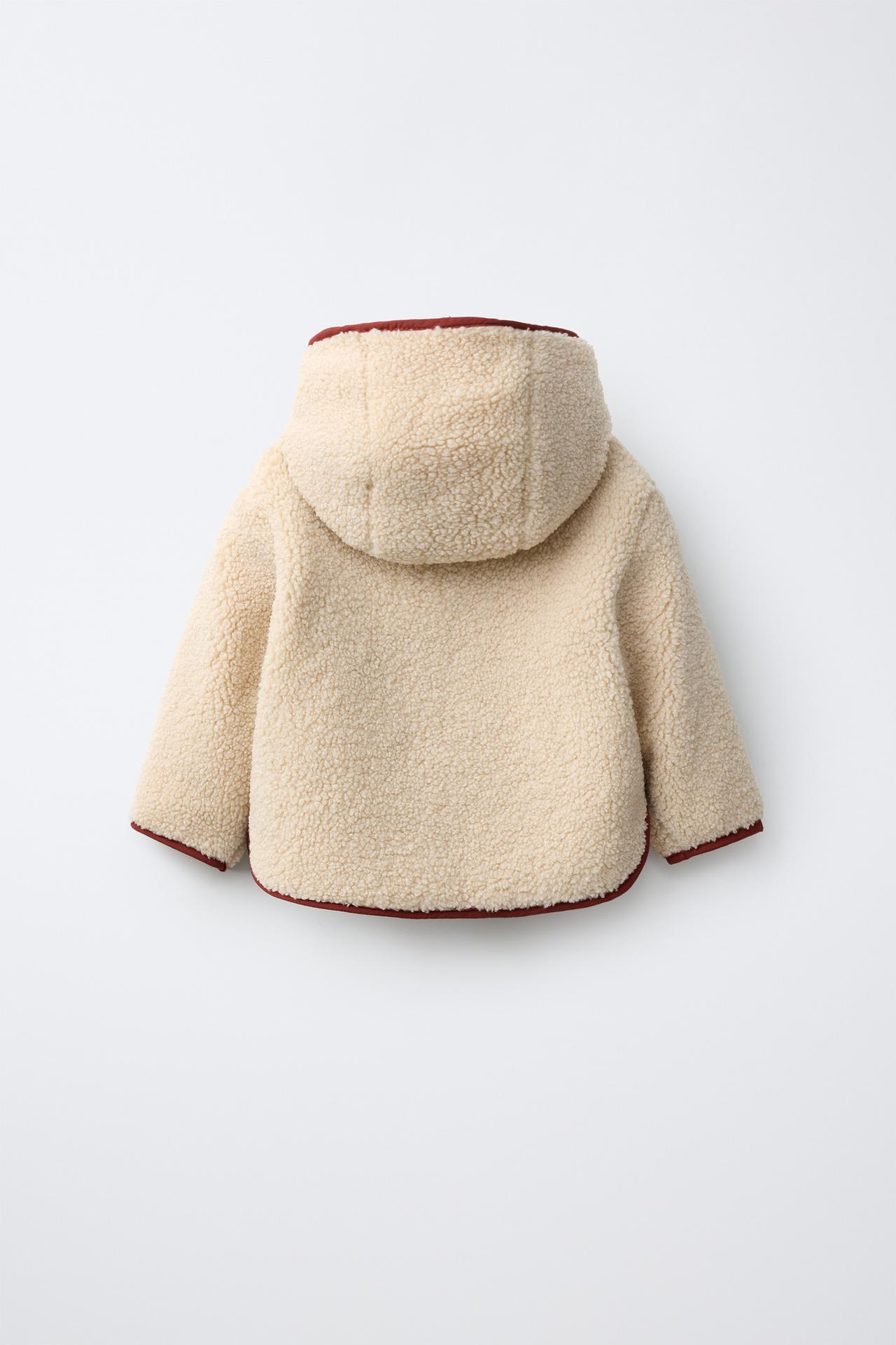 COLORBLOCK SHEARLING JACKET — Brick