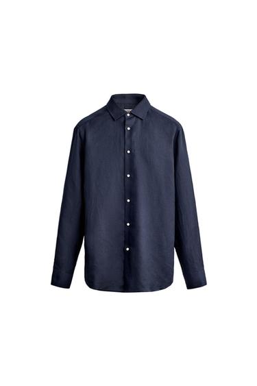 LINEN - LYOCELL REGULAR FIT SHIRT - Navy blue by Zara