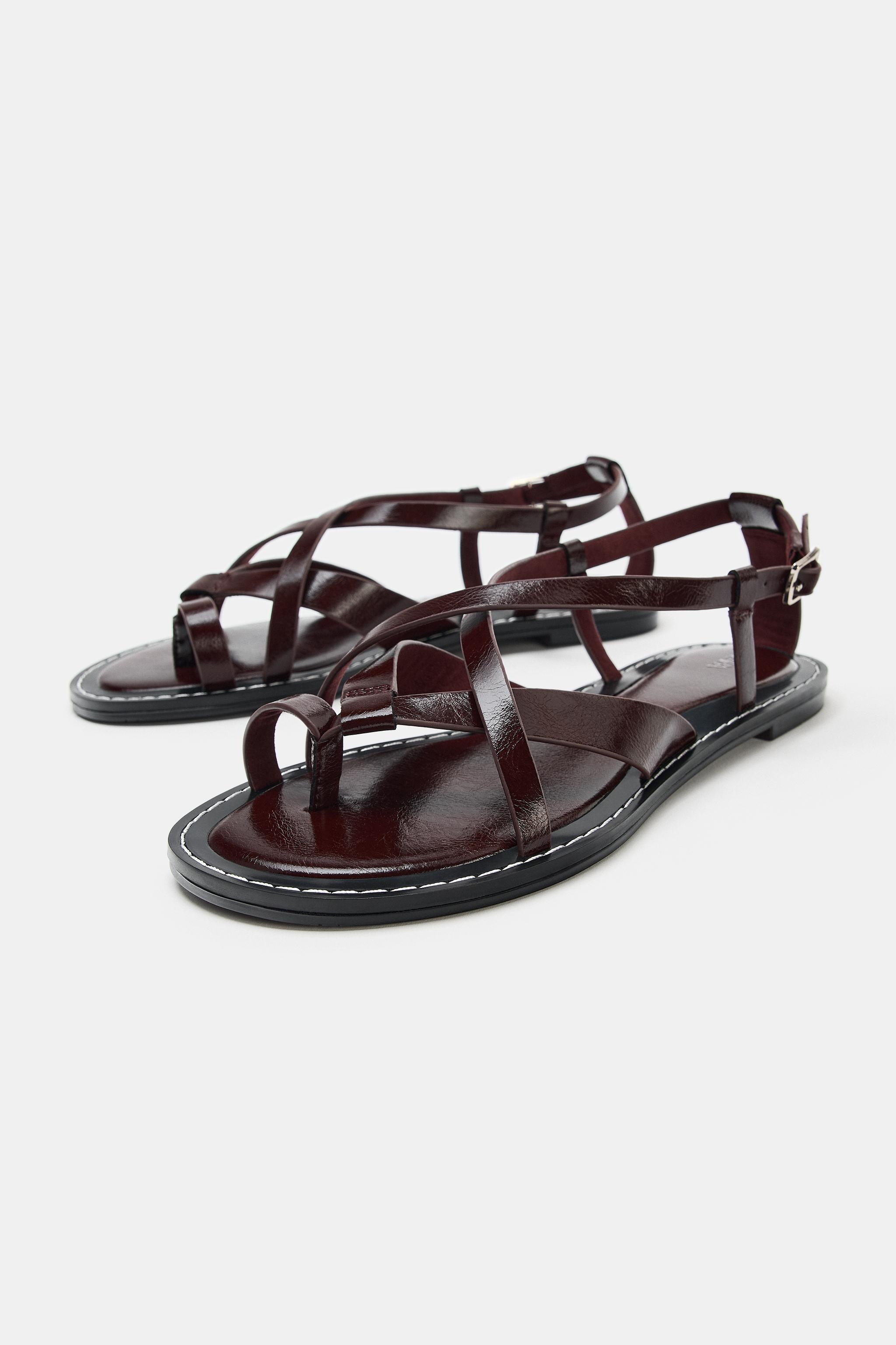 FLAT CROSSED STRAP SANDALS