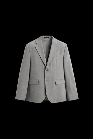 Zara TEXTURED SUIT BLAZER - Light gray - Image 0