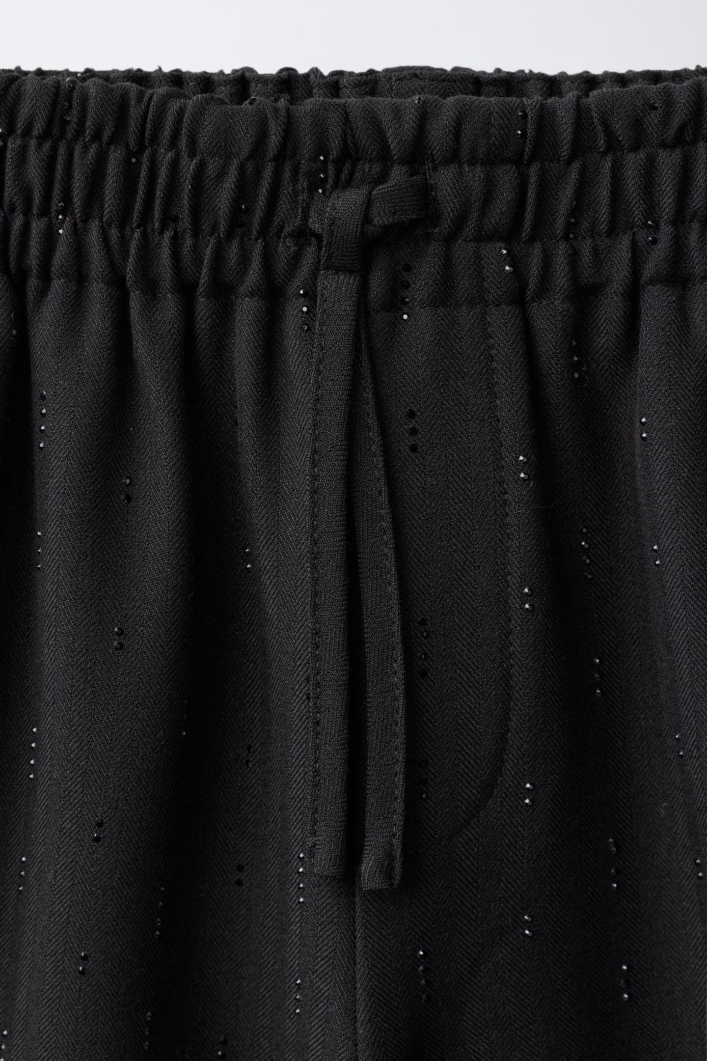 Детские брюки Zara Strass Wide-Leg, цвет: Чёрный — фото 3