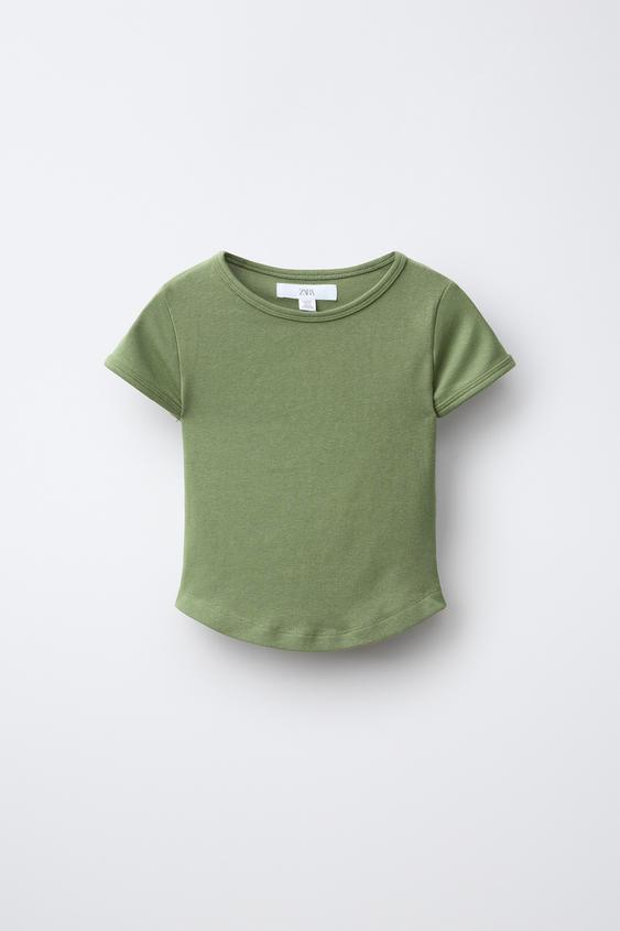 CAMISETA LISA CON MODAL - Khaki de Zara - Imagen 0