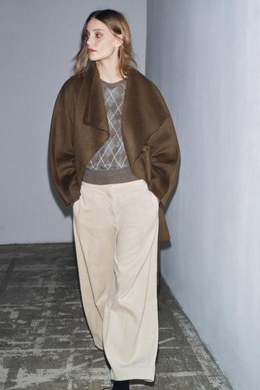 ZW COLLECTION BARREL CORDUROY TROUSERS - Ecru by Zara - Image 0