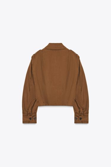 PLEATED JACKET WITH TABS ZW COLLECTION - Chocolate by Zara - Image 2