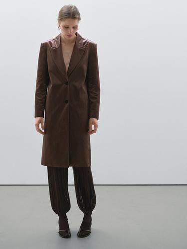 Zara Long satin coat - Studio - Brown