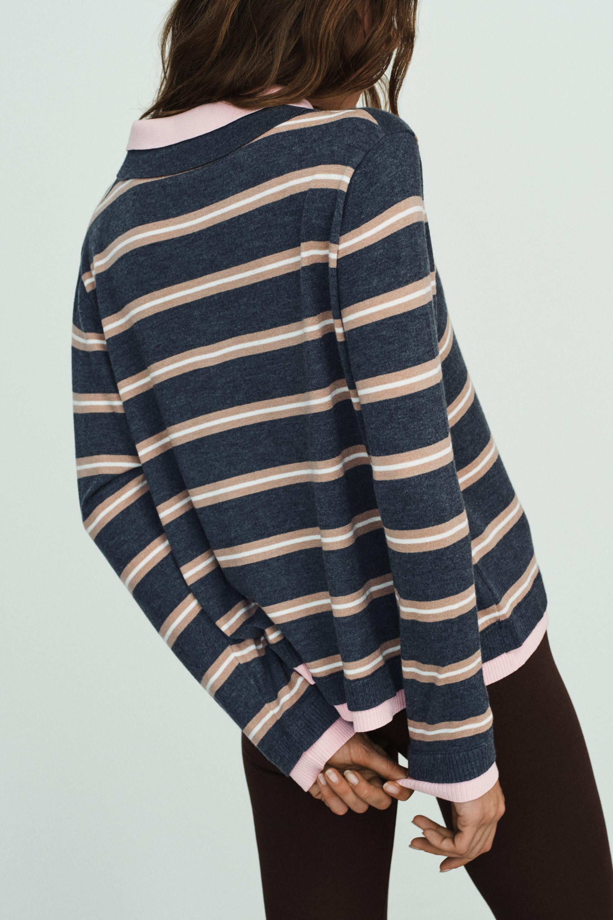 ストライプ柄ミックスニットポロシャツ - マルチカラ― | ZARA Japan / 日本