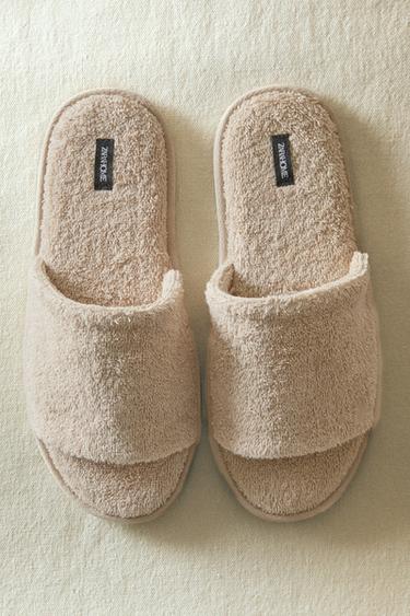 OPEN TERRY BATHROOM SLIPPERS - Sand by Zara
