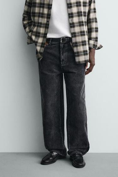 PANTALONS DE PANA BAGGY FIT AMB COSTURES GIRADES - Negre de Zara
