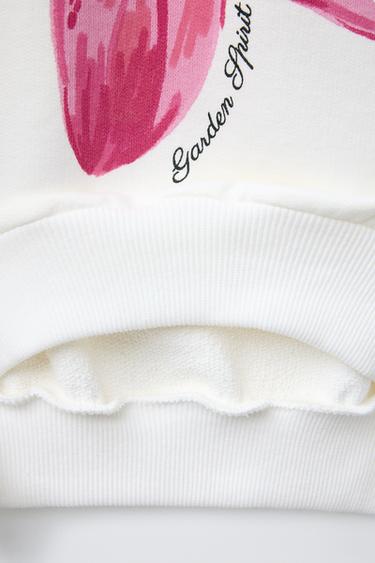 FLOWER SWEATSHIRT - Oyster-white by Zara - Image 3