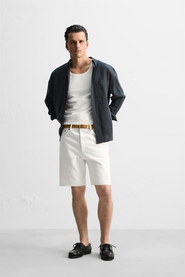 LIMITED EDITION STRAIGHT-LEG DENIM BERMUDA SHORTS - White by Zara - Image 0