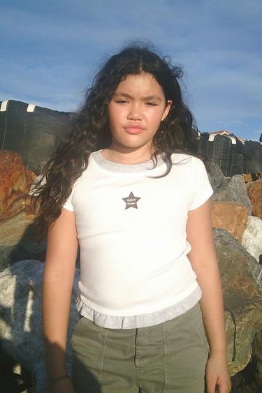 Zara 雙層領刺繡星星 T 恤 - 白色