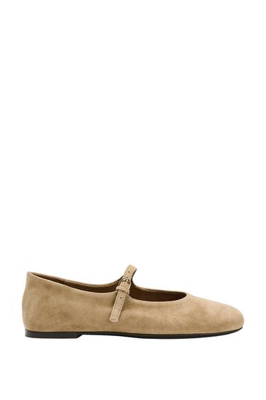 SUEDE BALLERINAS - Sand Brown by Zara