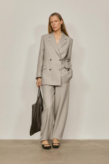 Zara Linen suit trousers with waist detail - LIMITED EDITION - Gray - Image 0