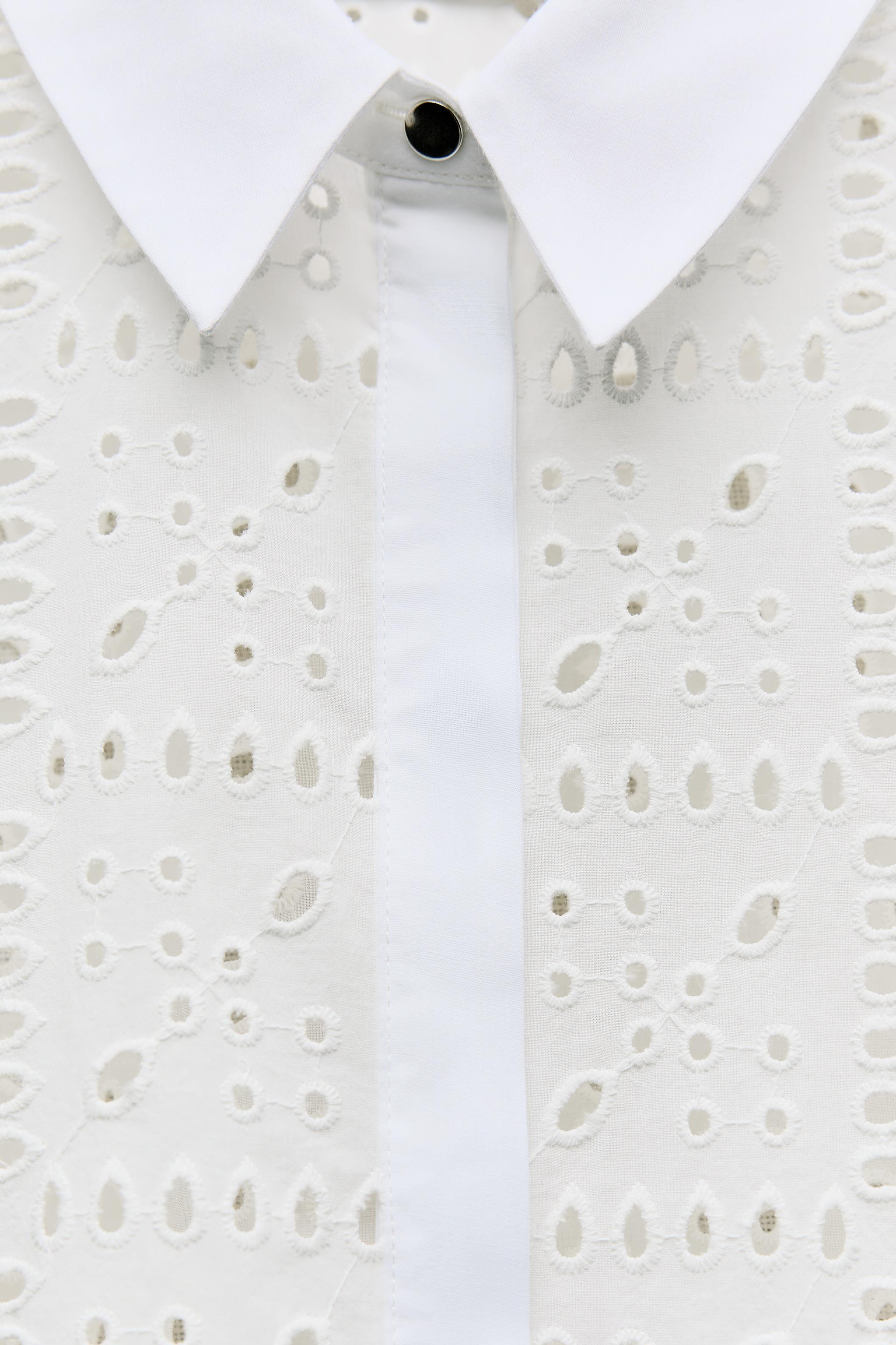 カットワーク刺繍入りシャツ - ホワイト | ZARA Japan / 日本