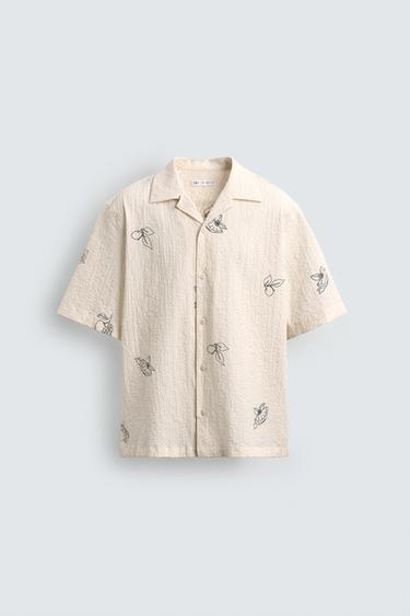 PRINTED SEERSUCKER SHIRT - Oyster-white by Zara