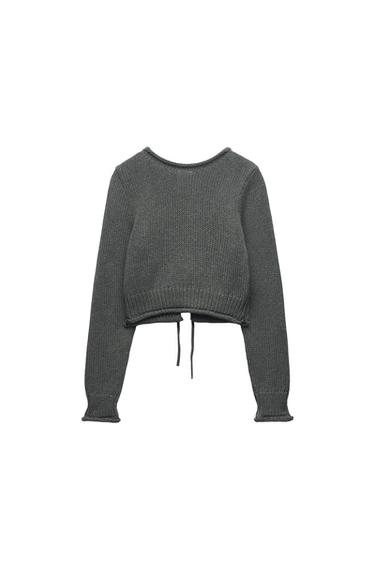 CROPPED KNIT SWEATER WITH OPEN BACK