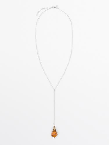 Collar pieza gota vidrio - Naranja de Zara