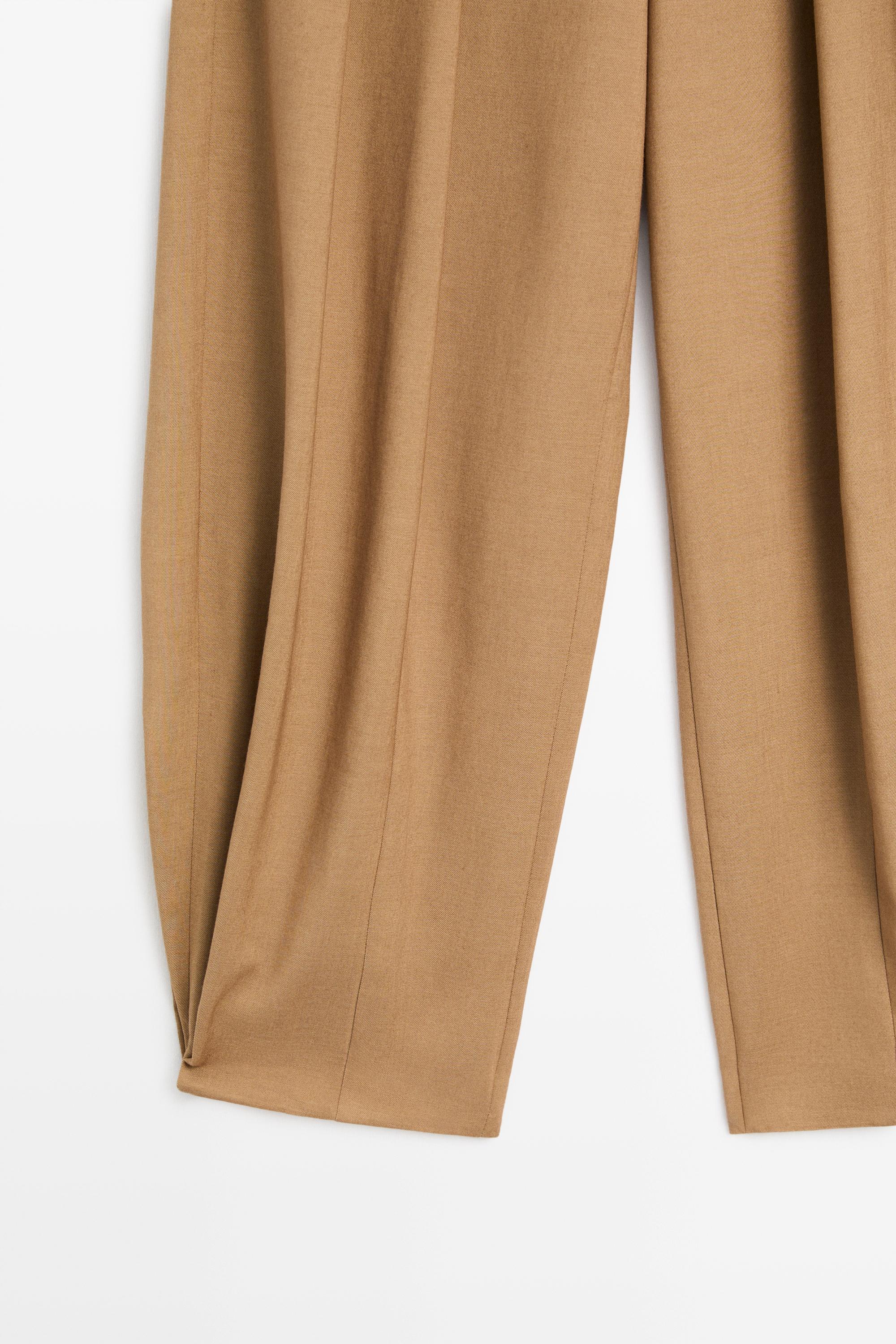 Pleated wool-blend pants