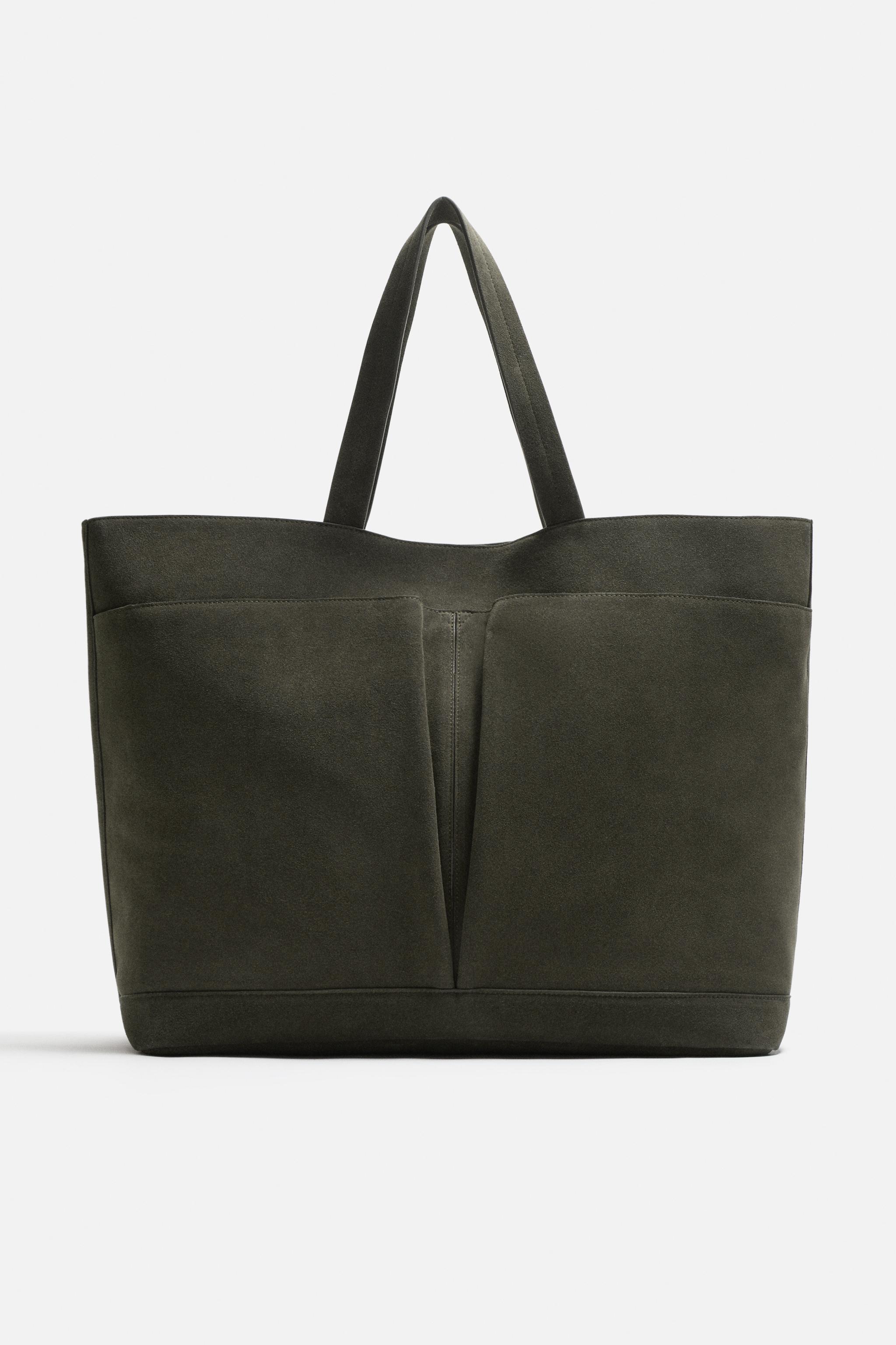 Bolsos Piel Zara Rebajas BOLSO SHOPPER PIEL Verde ZARA