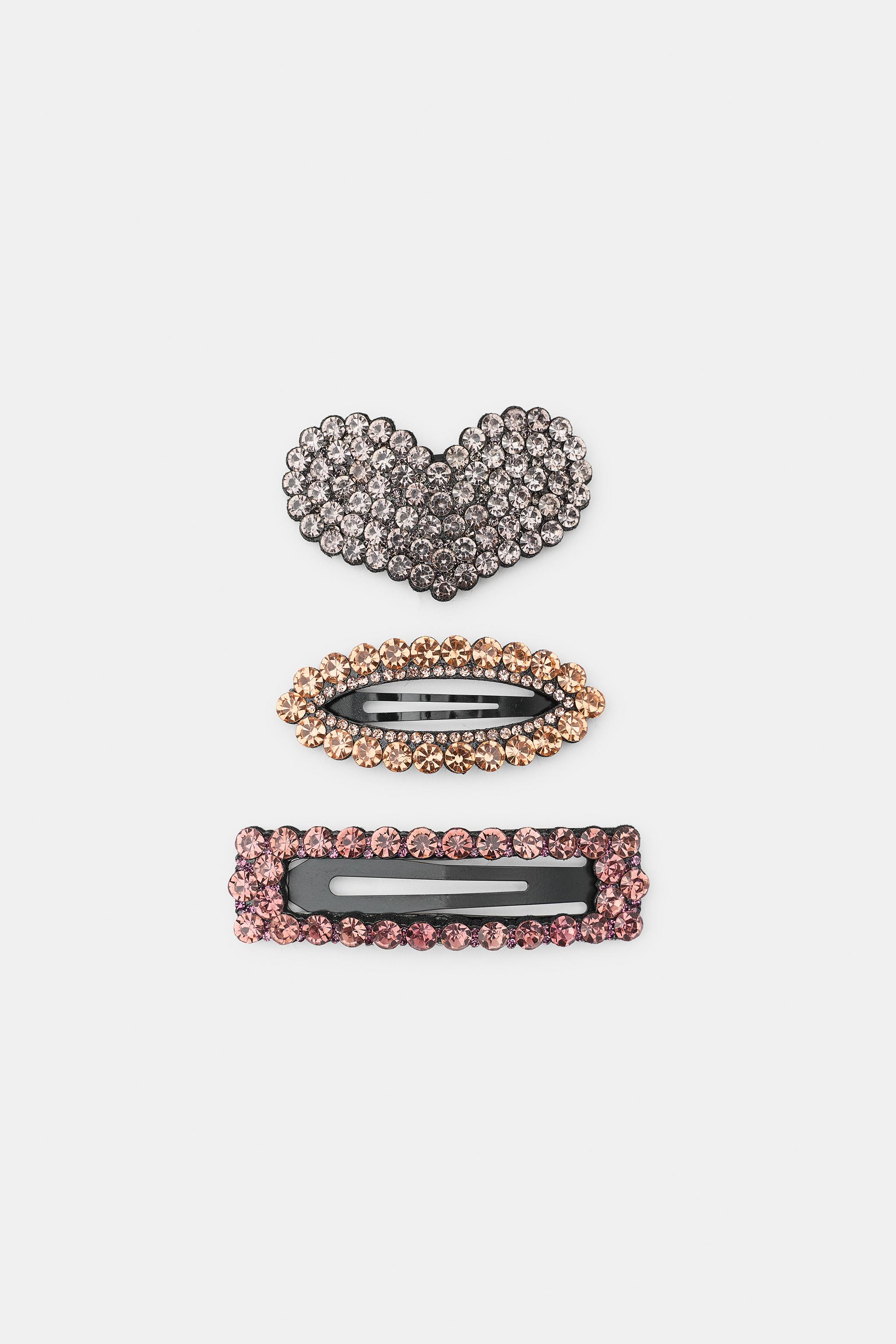 3-PACK OF SPARKLY HEART HAIR CLIPS