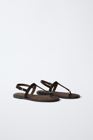 SANDALES EN CUIR - Marron de Zara - Image 1