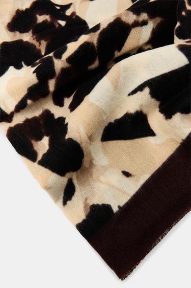 FOULARD IMPRIMÉ EFFILOCHÉ - Marron de Zara - Image 1