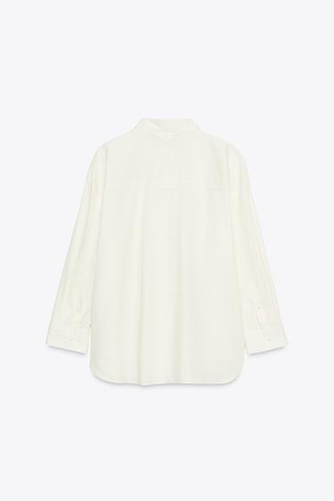CHEMISE EN POPELINE - Écru de Zara - Image 7