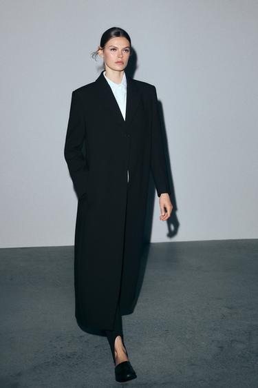 ZW COLLECTION LONG BUTTON COAT - Black by Zara