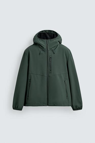 TECHNICAL HOODED JACKET - Dark bottle green by Zara