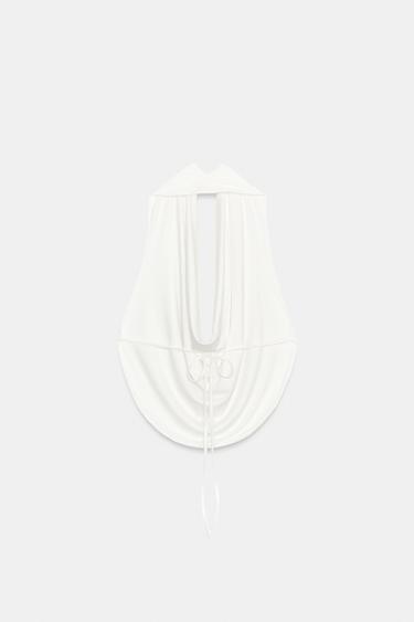 TOP HALTER DRAPÉ - Blanc de Zara - Image 5