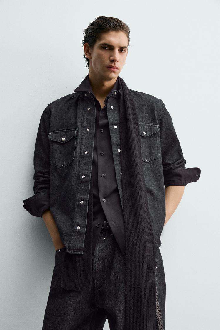 ZARA STUDDED WESTERN DENIM SHIRT