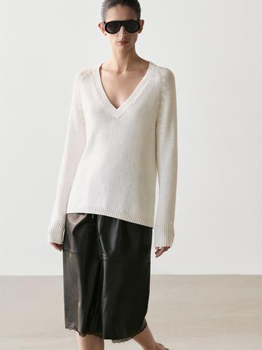 Zara Nappa leather midi skirt - Black