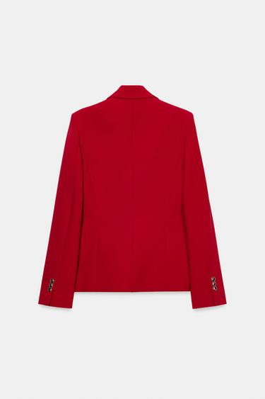 FITTED BLAZER WITH SHOULDER PADS - Red by Zara - Image 8