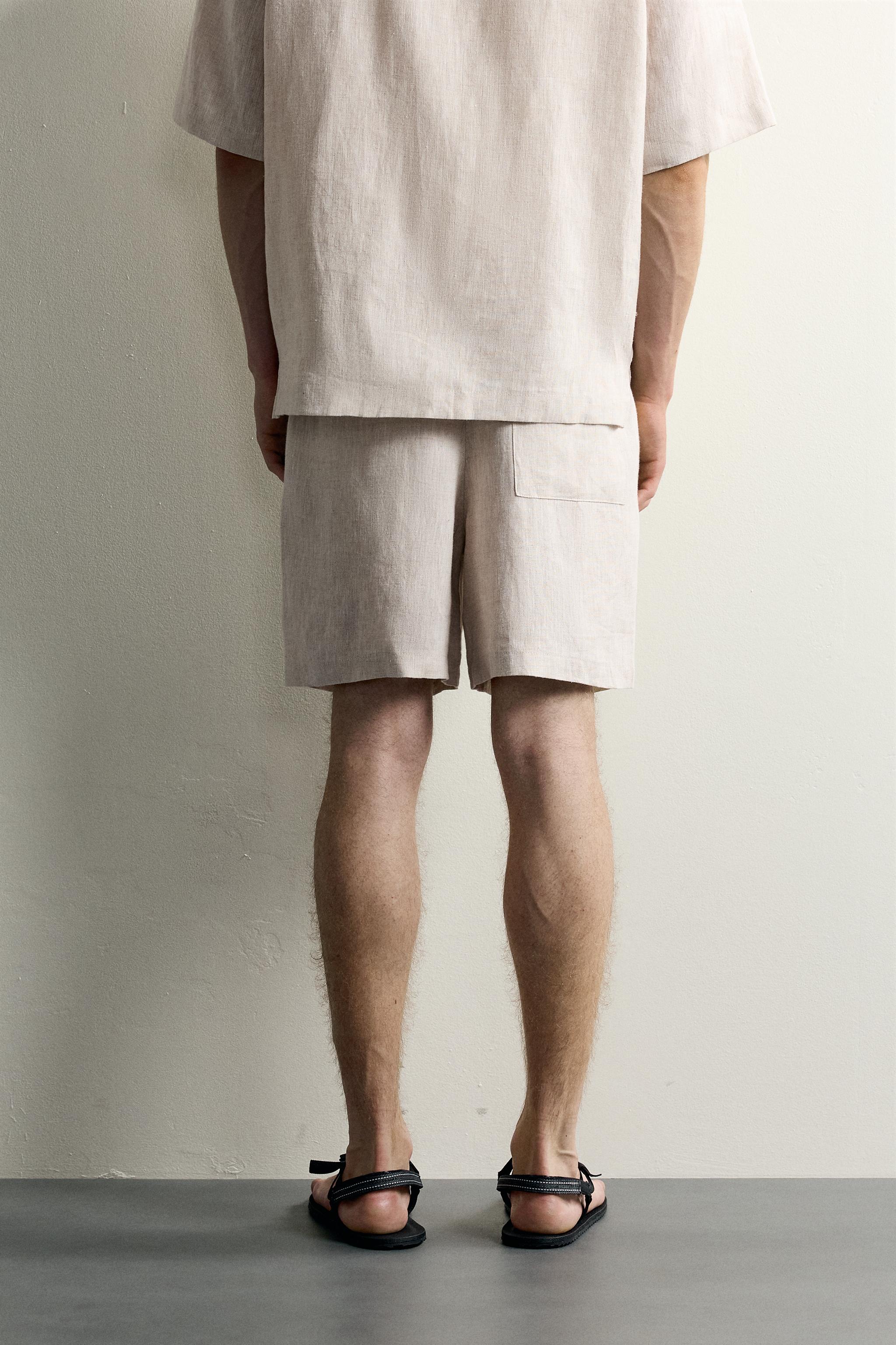 100% LINEN RELAXED FIT SHORTS - thumbnail 3