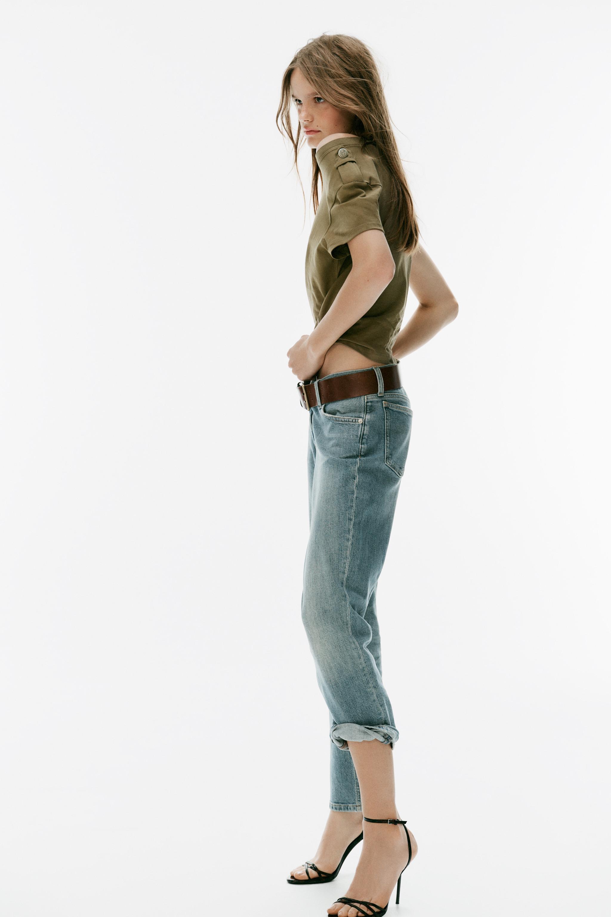 Женские футболки Zara BUTTON-TAB T-SHIRT — фото 4