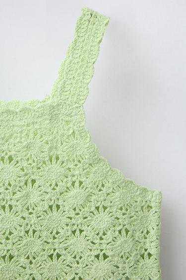 TOP COURT EN MAILLE CROCHET - Vert clair de Zara - Image 2