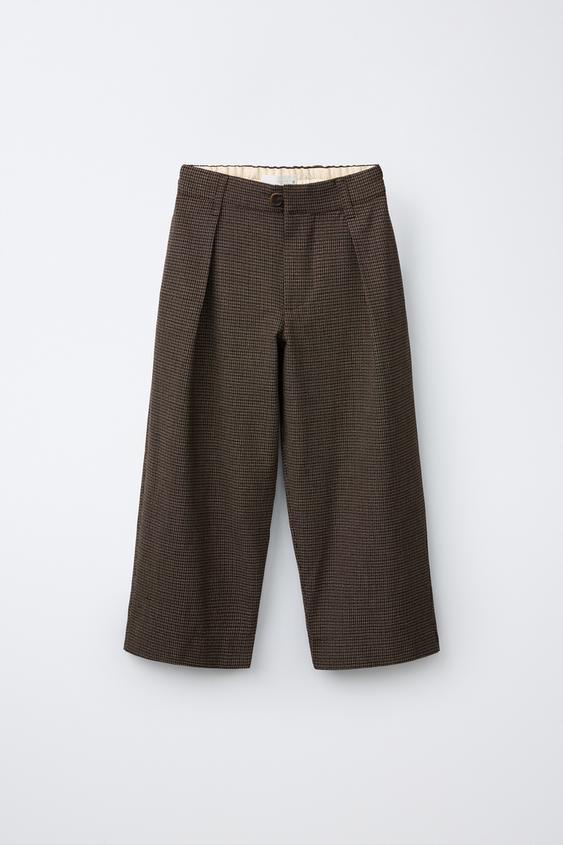 PANTALÓN BALLOON ESTAMPADO CUADROS - Marrón de Zara - Imagen 0