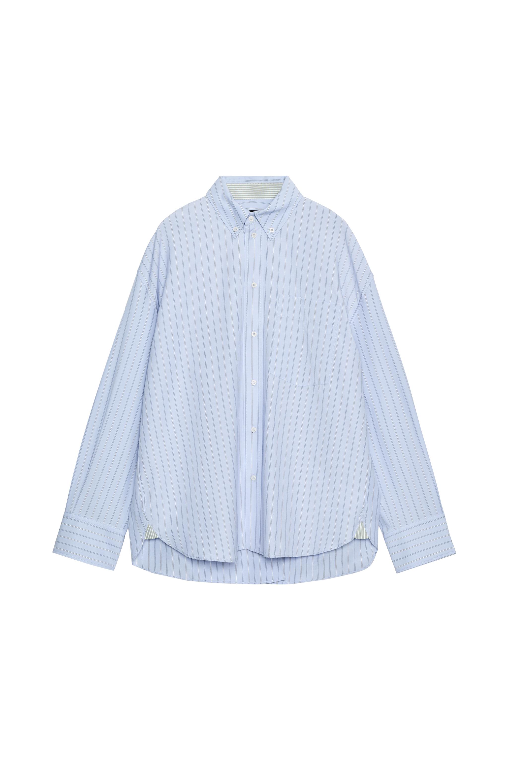 STRIPED OXFORD SHIRT ZW COLLECTION - Sky blue | ZARA United States
