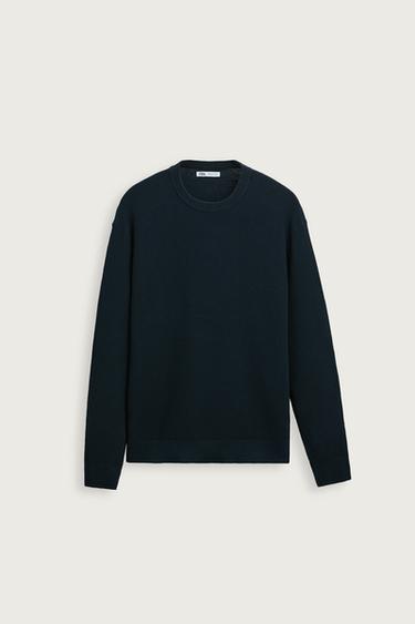 JERSEY REGULAR FIT ESTRUCTURA - Marino de Zara